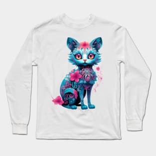 A cat and her blossoms Long Sleeve T-Shirt